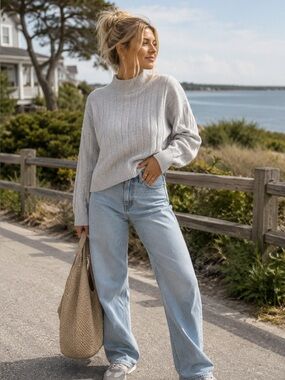 Bershka Ribbed Mock Neck Sweater